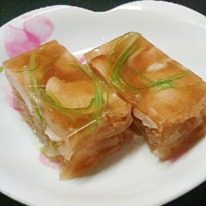 ツルンと冷たく 鶏胸肉とくずきりのゼリー仕立て レシピ 作り方 By 玲子0413 楽天レシピ